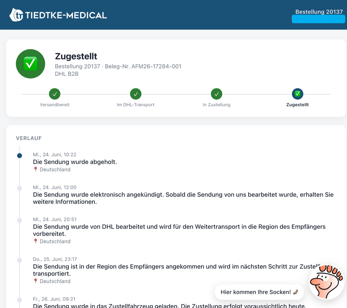 Screenshot Sendungsverfolgung mit eigenem Branding